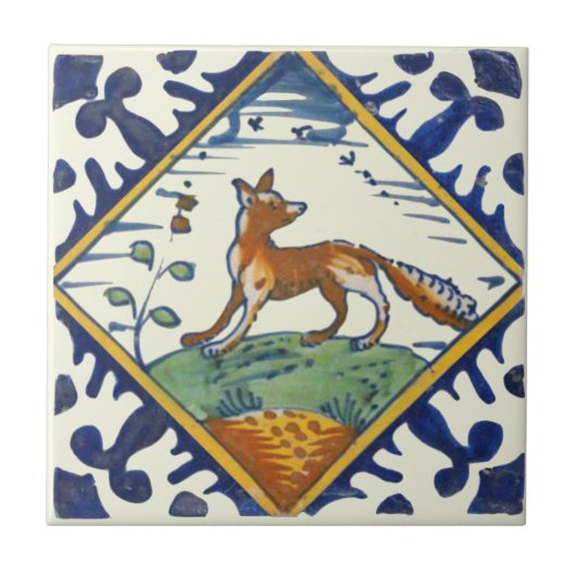 Ongebruikelijke Repro Delft Fox met Schilderachtig Tegeltje (Voorkant)