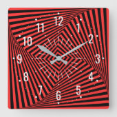 Ongebruikelijke rood en zwart decor - Geometrisch Vierkante Klok (Voorkant)