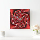 Ongebruikelijke rood en zwart decor - Geometrisch Vierkante Klok (Huis)