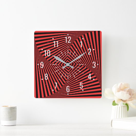 Ongebruikelijke rood en zwart decor - Geometrisch Vierkante Klok (Huis)