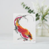 Ongebruikelijke Rooster. Calligrafie en waterverf. Briefkaart (Staand voorkant)