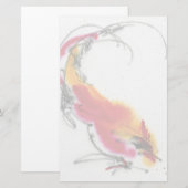 Ongebruikelijke Rooster. Calligrafie en waterverf. Briefpapier (Voorkant / Achterkant)