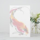 Ongebruikelijke Rooster. Calligrafie en waterverf. Briefpapier (Staand voorkant)