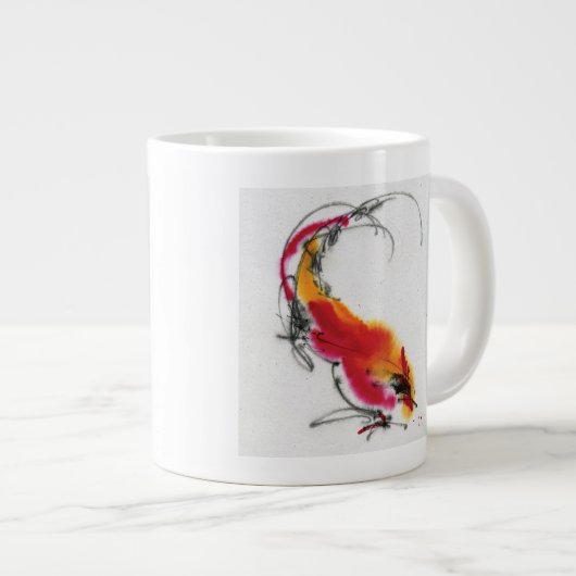 Ongebruikelijke Rooster. Calligrafie en waterverf. Grote Koffiekop (Voorkant rechts)