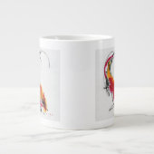 Ongebruikelijke Rooster. Calligrafie en waterverf. Grote Koffiekop (Voorkant)