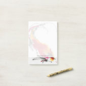 Ongebruikelijke Rooster. Calligrafie en waterverf. Post-it® Notes (Op bureau)