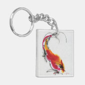 Ongebruikelijke Rooster. Calligrafie en waterverf. Sleutelhanger (Voorkant Links)