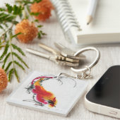 Ongebruikelijke Rooster. Calligrafie en waterverf. Sleutelhanger (Voorkant Rechts)