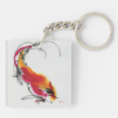 Ongebruikelijke Rooster. Calligrafie en waterverf. Sleutelhanger (Achterkant)