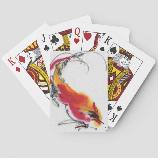 Ongebruikelijke Rooster. Calligrafie en waterverf. Speelkaarten (Achterkant)