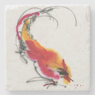 Ongebruikelijke Rooster. Calligrafie en waterverf. Stenen Onderzetter