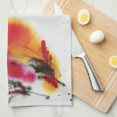 Ongebruikelijke Rooster. Calligrafie en waterverf. Theedoek (Quarter Fold)