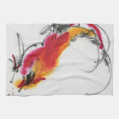 Ongebruikelijke Rooster. Calligrafie en waterverf. Theedoek (Horizontaal)