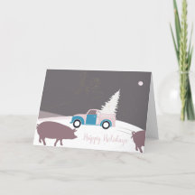 Ongebruikelijke Truck en Kerstboom Groeten Kaart