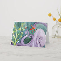 Ongebruikelijke vakantiedieren: Octopus Wenskaart 