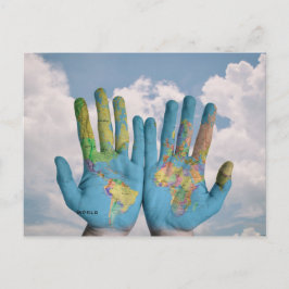 Ongebruikelijke Wereldkaart Atlas Hands Modern Art Briefkaart