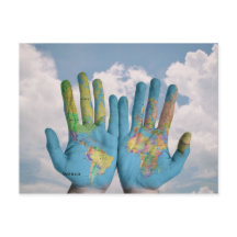 Ongebruikelijke Wereldkaart Atlas Hands Modern Art