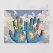Ongebruikelijke Wereldkaart Dove Peace Atlas Hands Briefkaart (Voorkant)