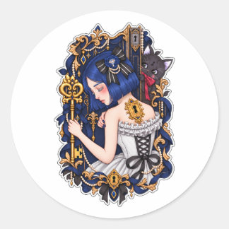 Ongebruikte Sleutel-Donkere Goth Symbolische Kunst Ronde Sticker