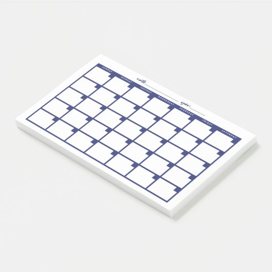 Ongedateerde Sticky Note Kalender - Marine (Schuin)