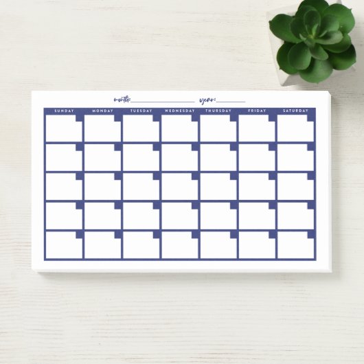 Ongedateerde Sticky Note Kalender - Marine (Kantoor)