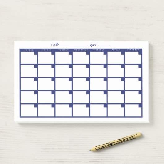 Ongedateerde Sticky Note Kalender - Marine (Op bureau)