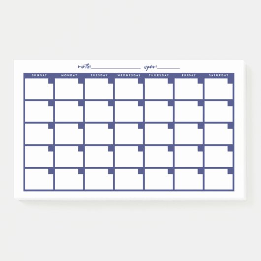 Ongedateerde Sticky Note Kalender - Marine (Voorkant)