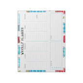 Ongedateerde Verticale Weekplanner, Blauw en Rood Notitieblok (Linkerzijde)