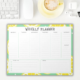 Ongedateerde weekplanner, gele en groene accenten notitieblok
