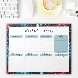 Ongedateerde weekplanner met vuurwerk rand notitieblok