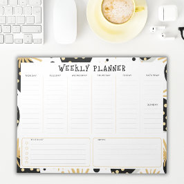 Ongedateerde weekplanner, zwart en gouden accenten notitieblok