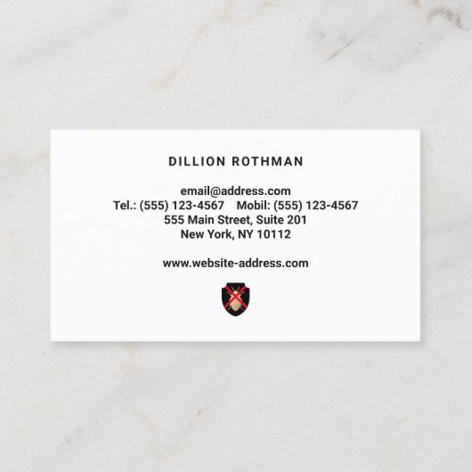 Ongediertebestrijding Exterminator Shield Logo Visitekaartje (Achterkant)