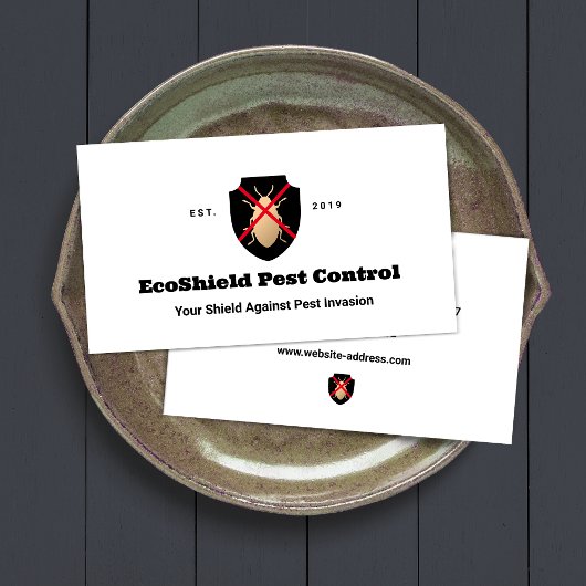 Ongediertebestrijding Exterminator Shield Logo Visitekaartje