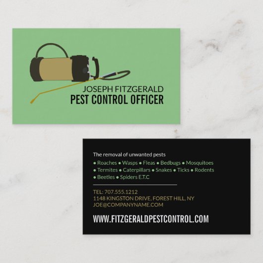 Ongediertebestrijdingspomp, ongediertebestrijding visitekaartje (Voorkant / Achterkant)