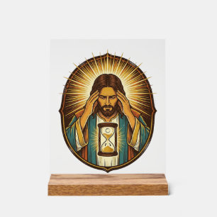 Ongeduldige Jezus Laadt Zandloper Traag Internet T Acryl Bord