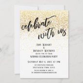 Ongedwongen vier met ons gouden confetti-receptie kaart (Voorkant)