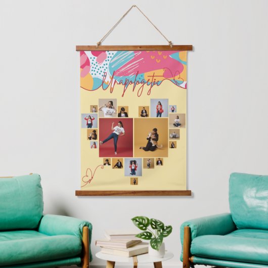 Ongefilterde Gepersonaliseerde Vrouwelijke Fotocol Hangend Wandkleed (Woonkamer)