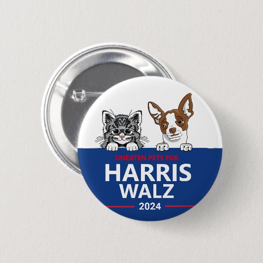 Ongegeten huisdieren voor Harris Walz Ronde Button 5,7 Cm (Voorkant /achterkant)