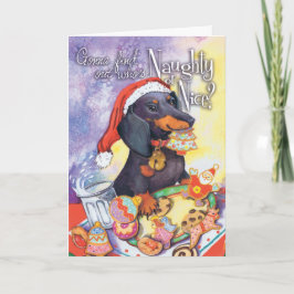 Ongehoorzame Kerstman Doxie Feestdagen Kaart