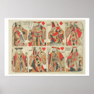 Ongekapte speelkaarten, laat 18e eeuw poster