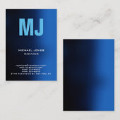 Ongekend blauw verticaal monogram visitekaartje (Voorkant / Achterkant)