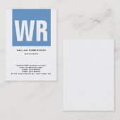 Ongekend blauw wit verticaal monogram visitekaartje (Voorkant / Achterkant)