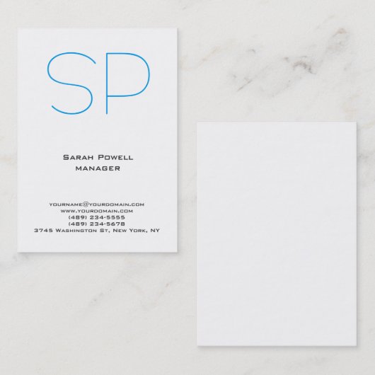 Ongekend eenvoudig wit monogram visitekaartje (Voorkant / Achterkant)