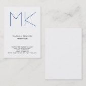 Ongekend eenvoudig wit monogram visitekaartje (Voorkant / Achterkant)