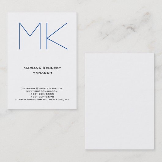 Ongekend eenvoudig wit monogram visitekaartje (Voorkant / Achterkant)