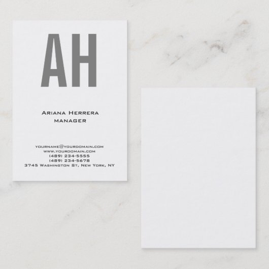 Ongekend eenvoudig wit monogram visitekaartje (Voorkant / Achterkant)