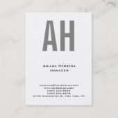 Ongekend eenvoudig wit monogram visitekaartje (Voorkant)