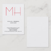 Ongekend, gewoon wit monogram visitekaartje (Voorkant / Achterkant)