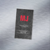 Ongekend grijs, groot rood monogram magnetisch visitekaartje (Voorbeeld)