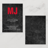 Ongekend grijs, groot rood monogram visitekaartje (Voorkant / Achterkant)